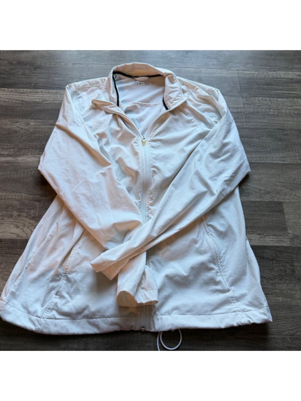 Lady Hagen White Full-Zip Jacket With Adjustable Hem & Pockets - Womens Size S